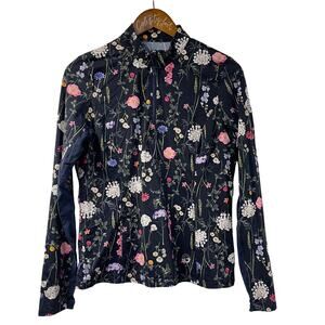 Foray Golf Floral Pullover Stretchy Top Blue Small 1/2 Zip